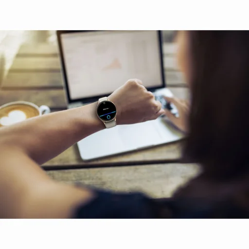 Hama 8900 GPS AMOLED okosóra 1.32" bézs szilikon szíjjal - Arany - 15