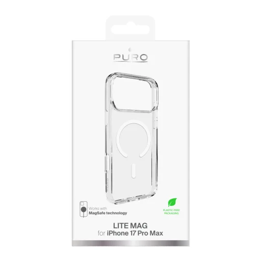  iPhone 17 Pro Max Átlátszó fehér gyűrűvel Puro Lite Mag TPU+PC tok MagSafe kompatibilis - 2