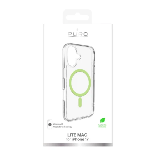  iPhone 17 átlátszó zöld gyűrűvel Puro Lite Mag TPU+PC tok kompatibilis MagSafe-fel - 2