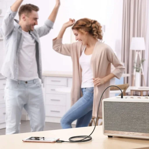 Dudao L12S AUX kábel mini jack 3.5mm 1m 3-pólusú sztereó - fekete - 4