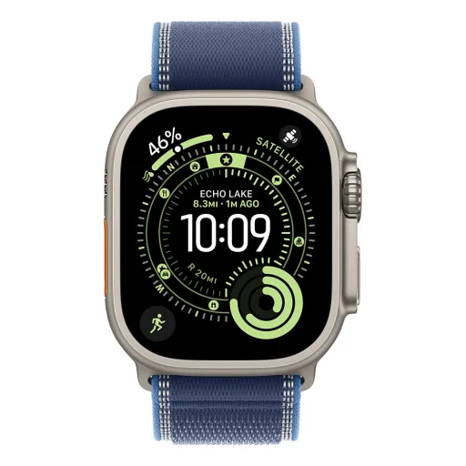 Apple Watch Ultra 3 Cellular 49mm Natural Titanium Case with Blue/Bright Blue Trail Loop - S/M - 2