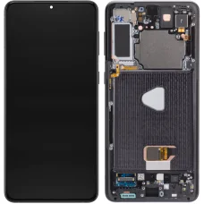 LCD kijelző modul Samsung Galaxy S21+ 5G G996, kamera nélkül, fekete, kijelző
