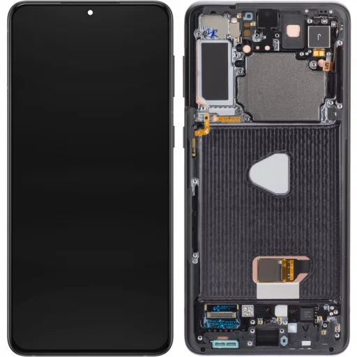 LCD kijelző modul Samsung Galaxy S21+ 5G G996, kamera nélkül, fekete, kijelző - 1