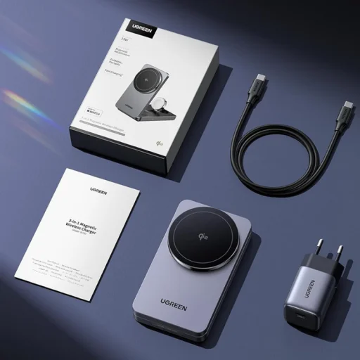 Vezeték nélküli töltő UGREEN W707, 25W, 1.67A, Szürke - 7