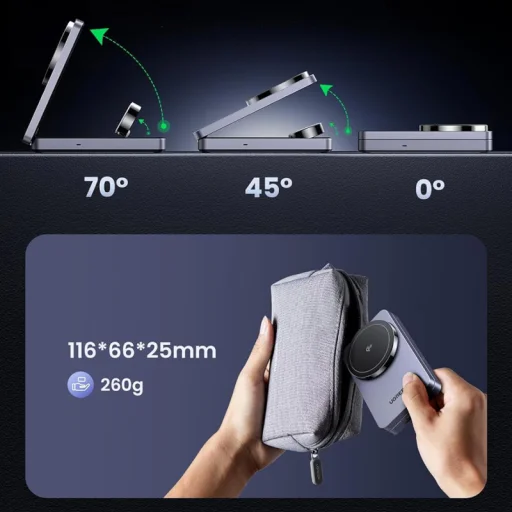 Vezeték nélküli töltő UGREEN W707, 25W, 1.67A, Szürke - 5