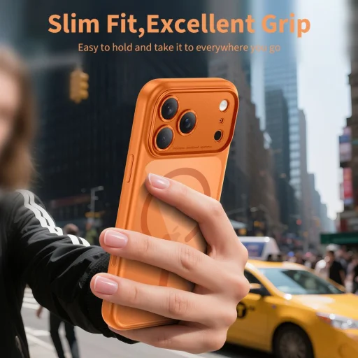 iPhone 17 Pro Max Tech-protect Magpeak Magsafe CC tok Kozmikus narancs/átlátszó - 5