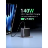 Fali töltő UGREEN X570 Nexode S, 140W, 5A, 1 x USB-A - 3 x USB-C, Szürke thumbnail