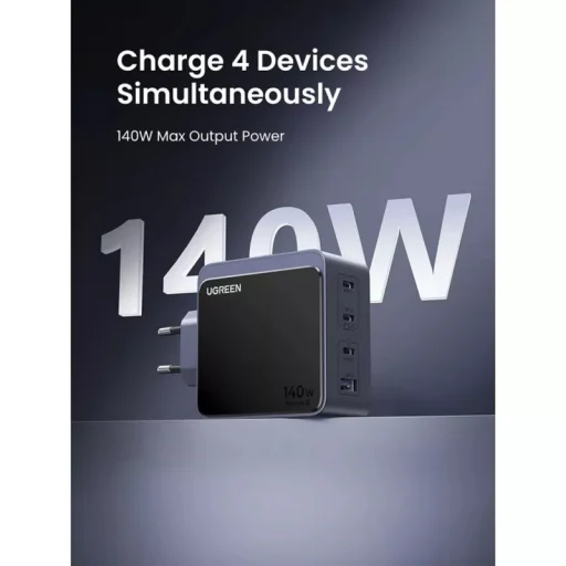 Fali töltő UGREEN X570 Nexode S, 140W, 5A, 1 x USB-A - 3 x USB-C, Szürke - 2