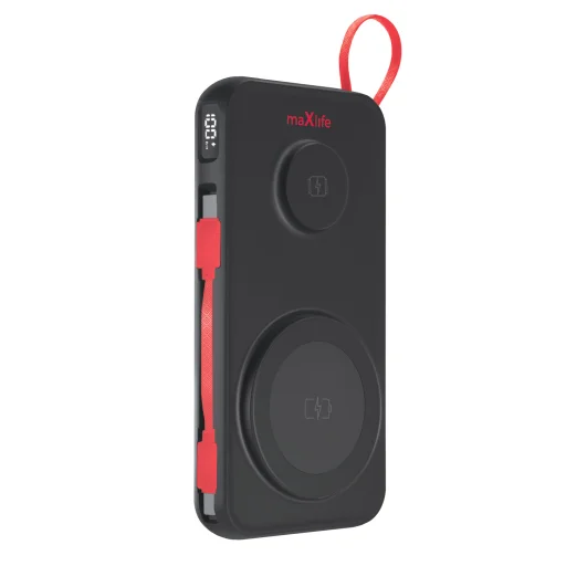 Maxlife vezeték nélküli power bank MXPB-08 10000 mAh mágneses 3 az 1-ben fekete - 1