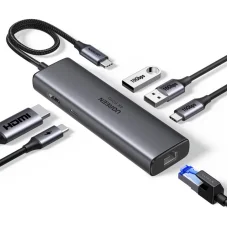 USB-C Hub UGREEN CM512 (45000), 2 x USB-A 3.2 - 2 x USB-C - 1 x HDMI - 1 x RJ45 - 1 x SD - 1 x microSD, Szürke