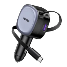 UGREEN EC601 autós töltő, 75W, 3.25A, 1 x USB-A - 1 x USB-C, USB-C kábel, Szürke