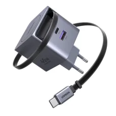 Fali töltő UGREEN X614, 45W, 3A, 1 x USB-A - 1 x USB-C, USB-C kábellel, Szürke