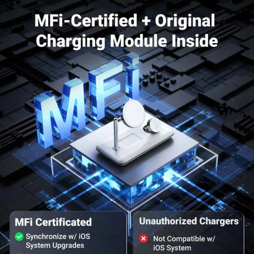 UGREEN CD278 3 az 1-ben vezeték nélküli töltőállomás, 25W, 1.67A, fehér MFi - 4