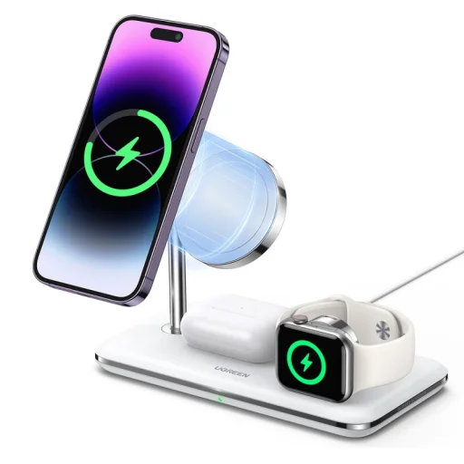 UGREEN CD278 3 az 1-ben vezeték nélküli töltőállomás, 25W, 1.67A, fehér MFi - 1