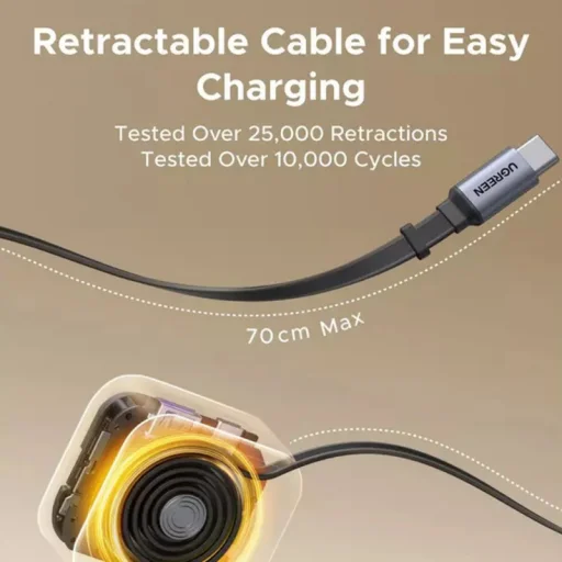 UGREEN EC603 autós töltő, 90W, 6.1A, 1 x USB-A - 1 x USB-C, USB-C kábellel, Szürke - 4