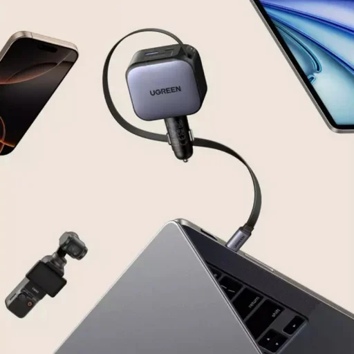 UGREEN EC603 autós töltő, 90W, 6.1A, 1 x USB-A - 1 x USB-C, USB-C kábellel, Szürke - 6