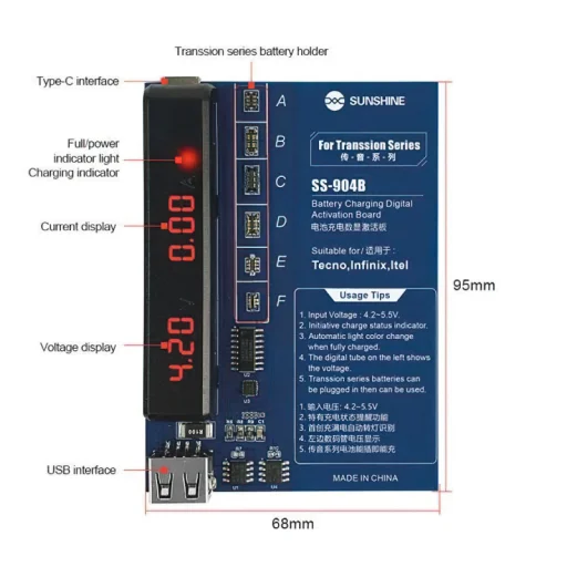 Sunshine SS-904B tápegység TECNO / Infinix / Itel sorozathoz, 2 az 1-ben, - 2