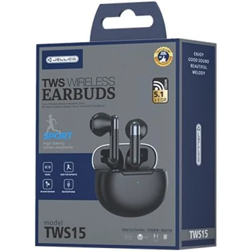 JELLICO vezeték nélküli fülhallgató TWS15 Fekete - 1