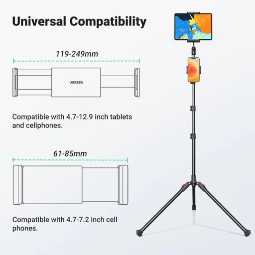 Padlóállvány Tripod UGREEN LP585, Univerzális, Fekete - 7
