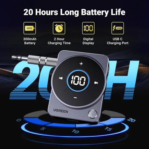 UGREEN CM724 Bluetooth vevő, szürke - 8