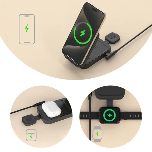 Dudao A11 Max 3 az 1-ben vezeték nélküli töltőállomás MagSafe kompatibilis - szürke - 6