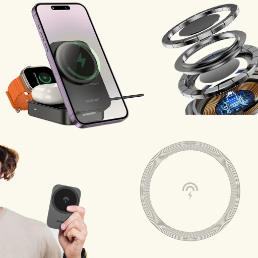 Dudao A11 Max 3 az 1-ben vezeték nélküli töltőállomás MagSafe kompatibilis - szürke - 4