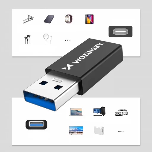 Wozinsky WAAC-01 USB-A - USB-C OTG Adapter - Fekete - 5