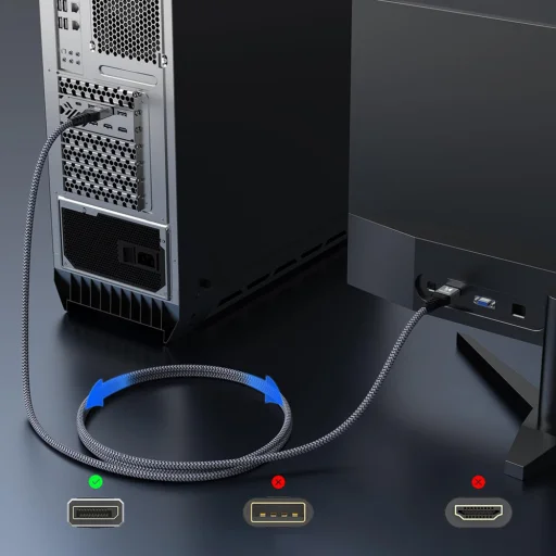 Wozinsky WPS-16AYL2S DisplayPort 2.1 kábel VESA tanúsítvánnyal 80 Gb/s 16K@60Hz 8K@120Hz 4K@240Hz HDR HDCP DSC 2m - Fekete - 11