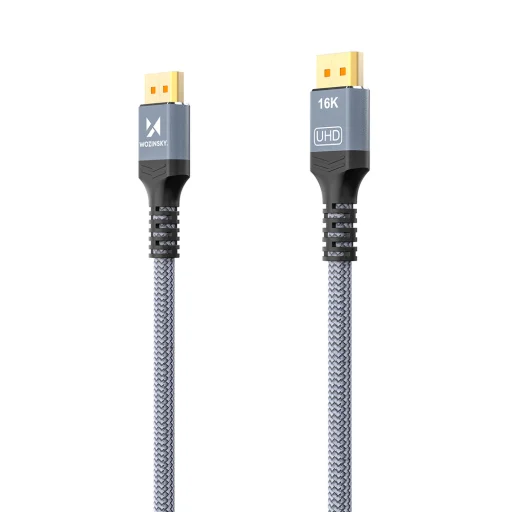 Wozinsky WPS-16AYL2S DisplayPort 2.1 kábel VESA tanúsítvánnyal 80 Gb/s 16K@60Hz 8K@120Hz 4K@240Hz HDR HDCP DSC 2m - Fekete - 5