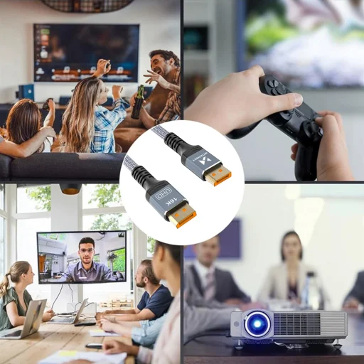 Wozinsky WPS-16AYL2S DisplayPort 2.1 kábel VESA tanúsítvánnyal 80 Gb/s 16K@60Hz 8K@120Hz 4K@240Hz HDR HDCP DSC 2m - Fekete - 9