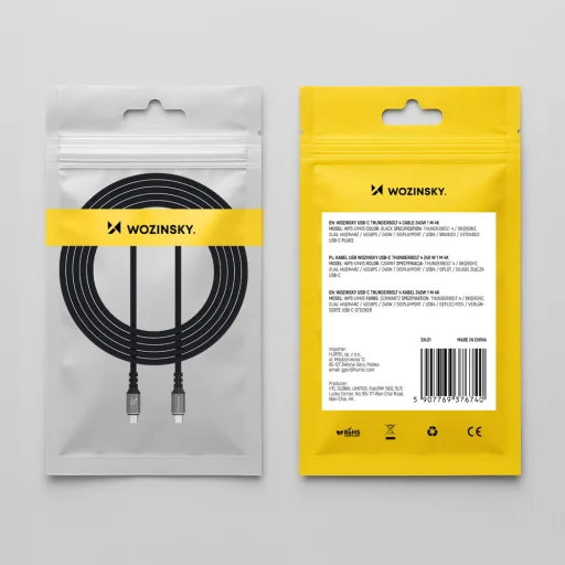 Wozinsky WPS-UY42S USB-C Thunderbolt 4 Kábel 240W 2m 4K - Fekete - 11