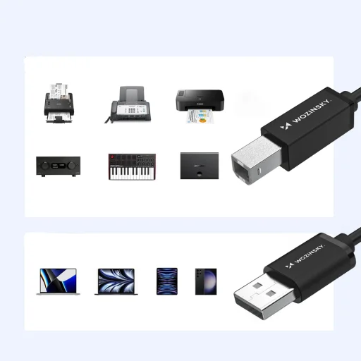 Wozinsky WKDDY3S USB-B - USB-A 480Mb/s Kábel 2m - Fekete - 7