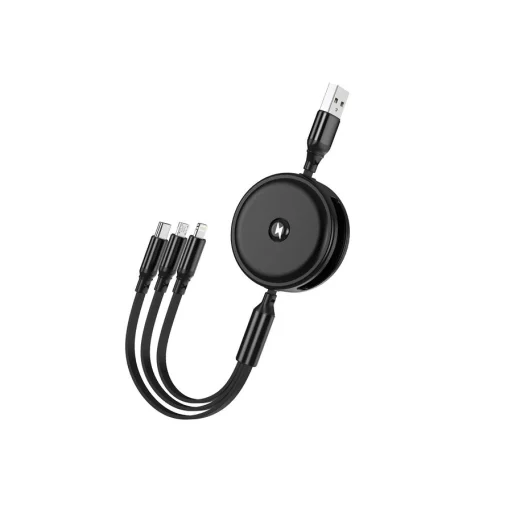 JELLICO B19 3 az 1-ben kábel 3.1A 1.2M Fekete - 4