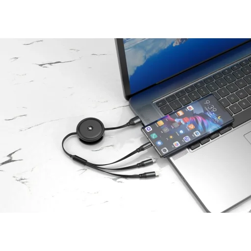 JELLICO B19 3 az 1-ben kábel 3.1A 1.2M Fekete - 5