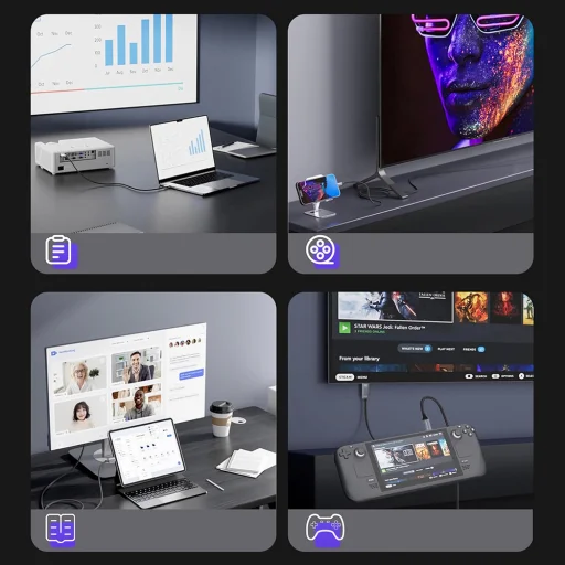 Wozinsky WCCH-01 USB-C - HDMI 4K 60Hz Kábel 1.8m - Fekete - 9