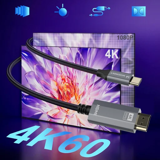 Wozinsky WCCH-01 USB-C - HDMI 4K 60Hz Kábel 1.8m - Fekete - 10
