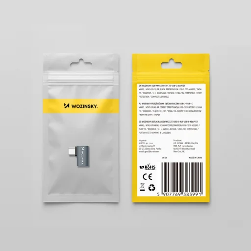 Wozinsky WPKB-01 oldalsó szögletes adapter USB-C - USB-C 40Gb/s 240W 8K OTG - szürke - 9