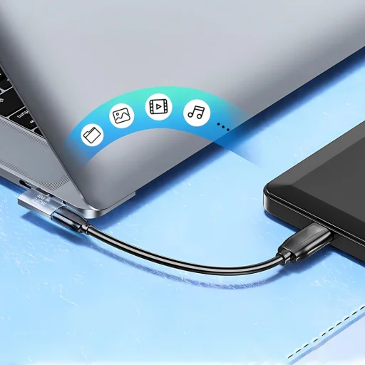 Wozinsky WPKB-01 oldalsó szögletes adapter USB-C - USB-C 40Gb/s 240W 8K OTG - szürke - 5