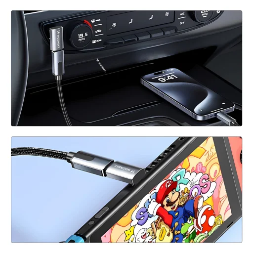 Wozinsky WPKF-01 szögletes USB-C - USB-C 40Gb/s 240W 8K OTG adapter - szürke - 8