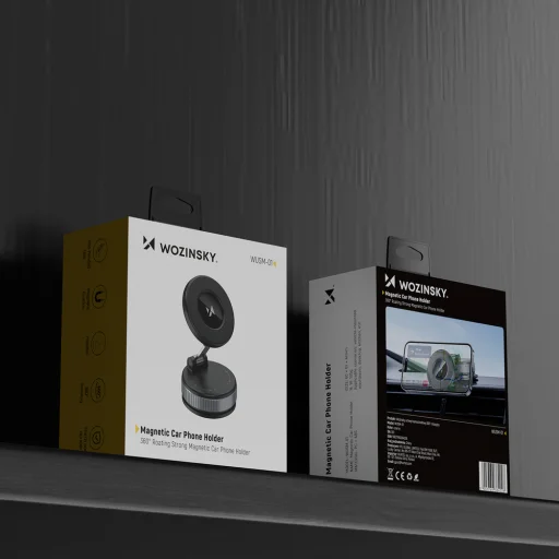 Wozinsky WUSM-01 mágneses autós telefontartó műszerfalra/szélvédőre - fekete - 9