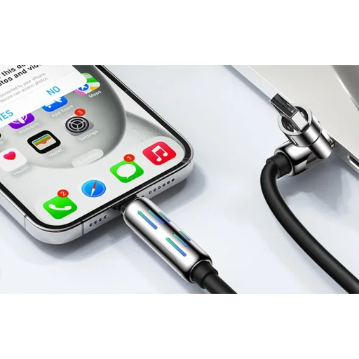 USB-C/USB-A to USB-C/Lightning 4 az 1-ben kábel 1.2m 240W RGB (szürke) - 2