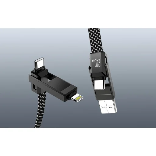 BlitzWolf BW-HDC7 4 az 1-ben USB-C+USB+Lightning kábel 240W 1,2m (fekete) - 8