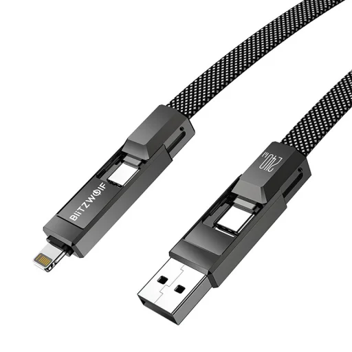 BlitzWolf BW-HDC7 4 az 1-ben USB-C+USB+Lightning kábel 240W 1,2m (fekete) - 3