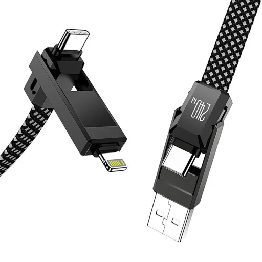 BlitzWolf BW-HDC7 4 az 1-ben USB-C+USB+Lightning kábel 240W 1,2m (fekete) - 4