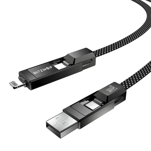 BlitzWolf BW-HDC7 4 az 1-ben USB-C+USB+Lightning kábel 240W 1,2m (fekete) - 5