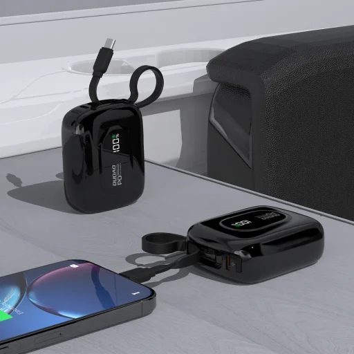 Dudao K32 10000 mAh powerbank beépített USB-C/Lightning kábellel - fekete - 4