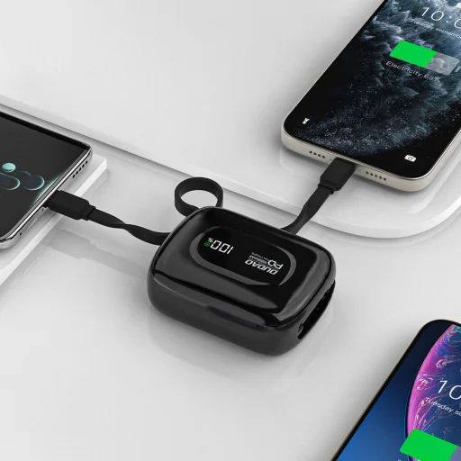 Dudao K32 10000 mAh powerbank beépített USB-C/Lightning kábellel - fekete - 5