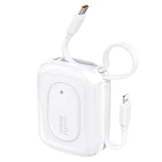 Powerbank Dudao K32 10000 mAh beépített USB-C/Lightning kábellel - fehér