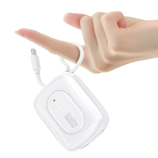 Powerbank Dudao K32 10000 mAh beépített USB-C/Lightning kábellel - fehér - 2