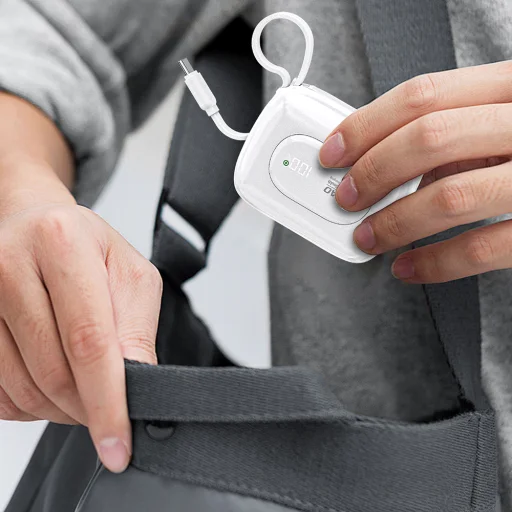 Powerbank Dudao K32 10000 mAh beépített USB-C/Lightning kábellel - fehér - 3